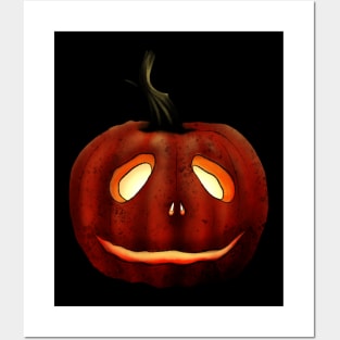 Smiling Pumpkin Watercolor Posters and Art